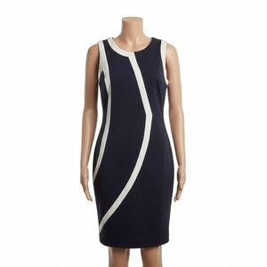 Calvin Klein Navy and White Midi Dress